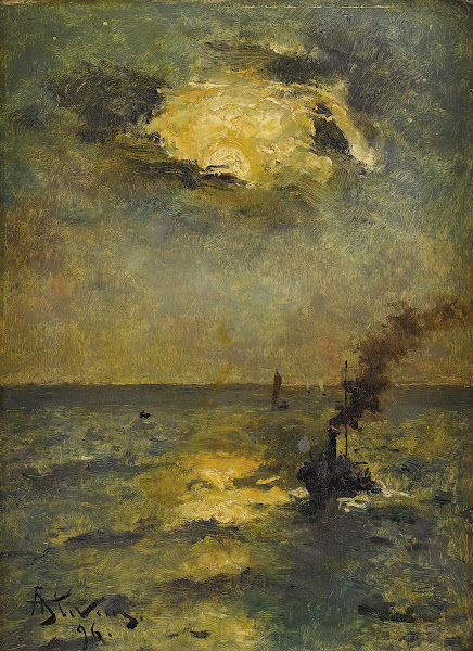 Ships Sun Breaking Through Clouds 1896