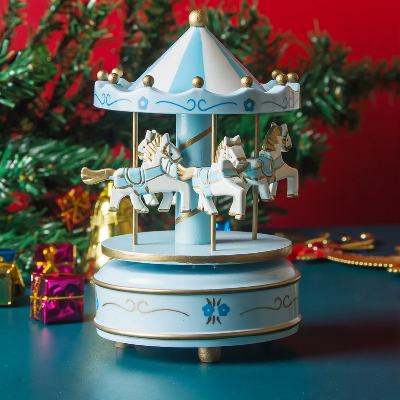 Decorative music box with carousel motif