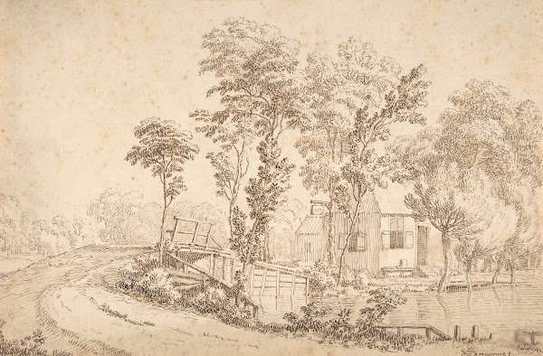 Landscape with a House near a Bridge over a River