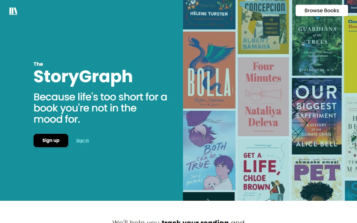 Captura de The StoryGraph