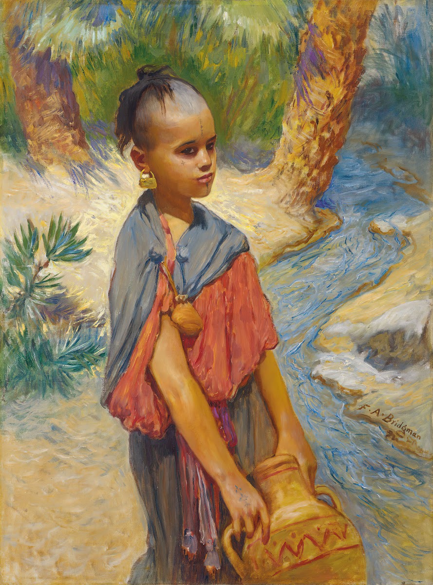 A young girl by a river
