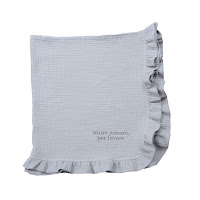 Дитячий плед Twins мусліновий 100х100 Amore з рюшкою сірий