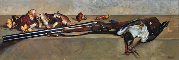 Hunting Still Life with Mushrooms 1938