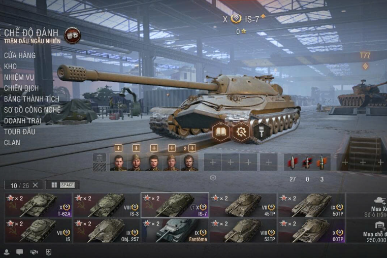 Acc World of Tanks PC có 3 tank X gồm IS-7, T-62A, 60TP ~3.0...