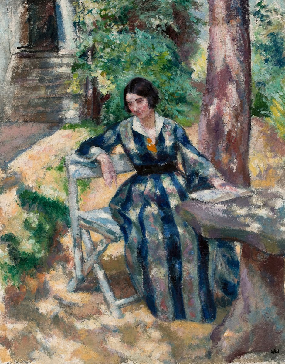 Portrait of Irena artists wife in the garden 1917