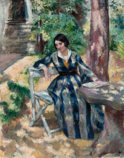Portrait of Irena artists wife in the garden 1917