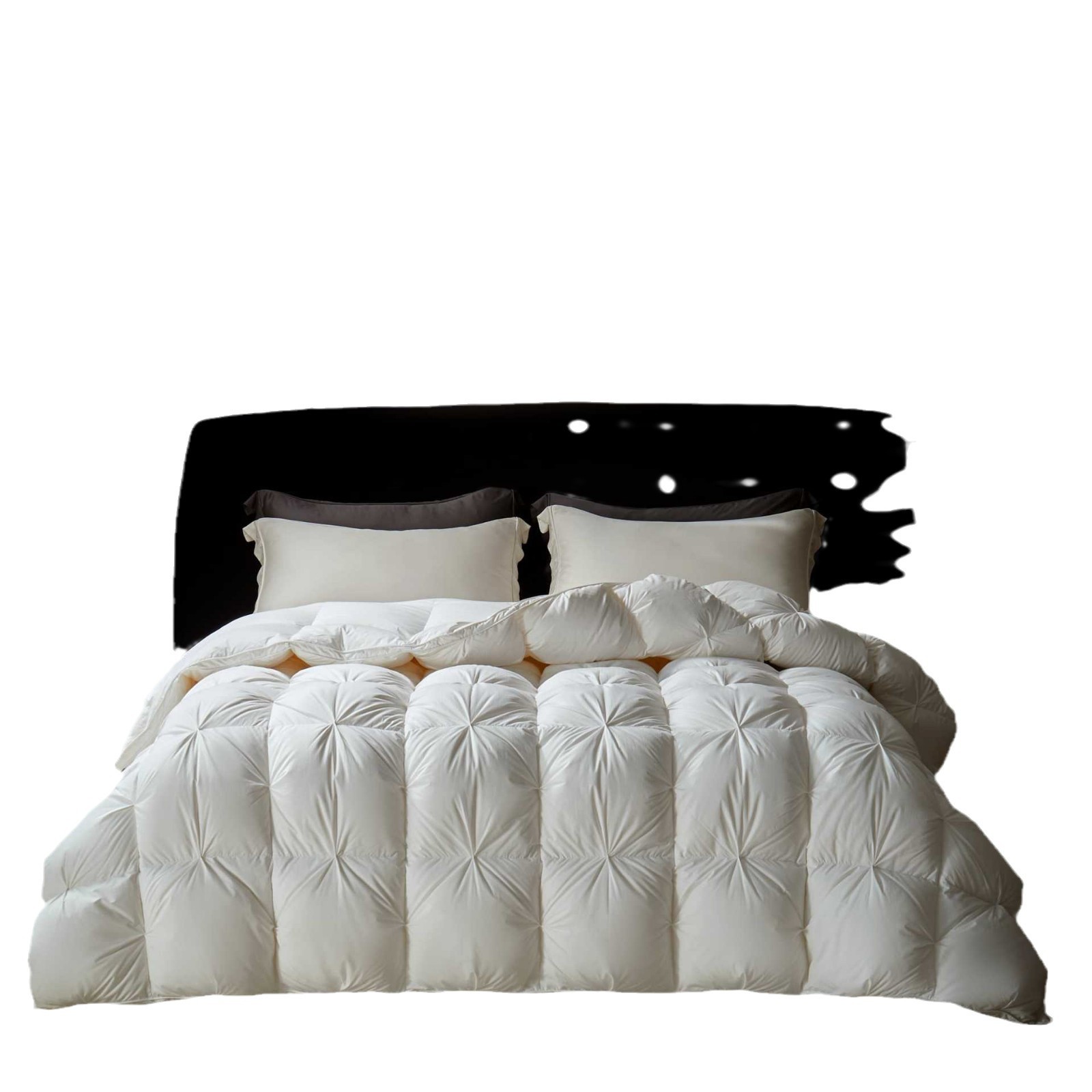 Down comforter with duck down filling, quilted