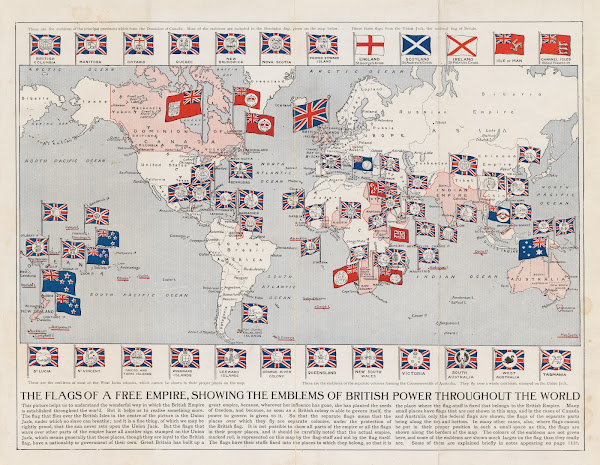 The Flags Of A Free Empire Showing The Emblems Of British Power Throughout The W