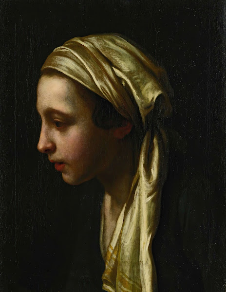 A Peasant Girl In Profile Wearing A White Scarf
