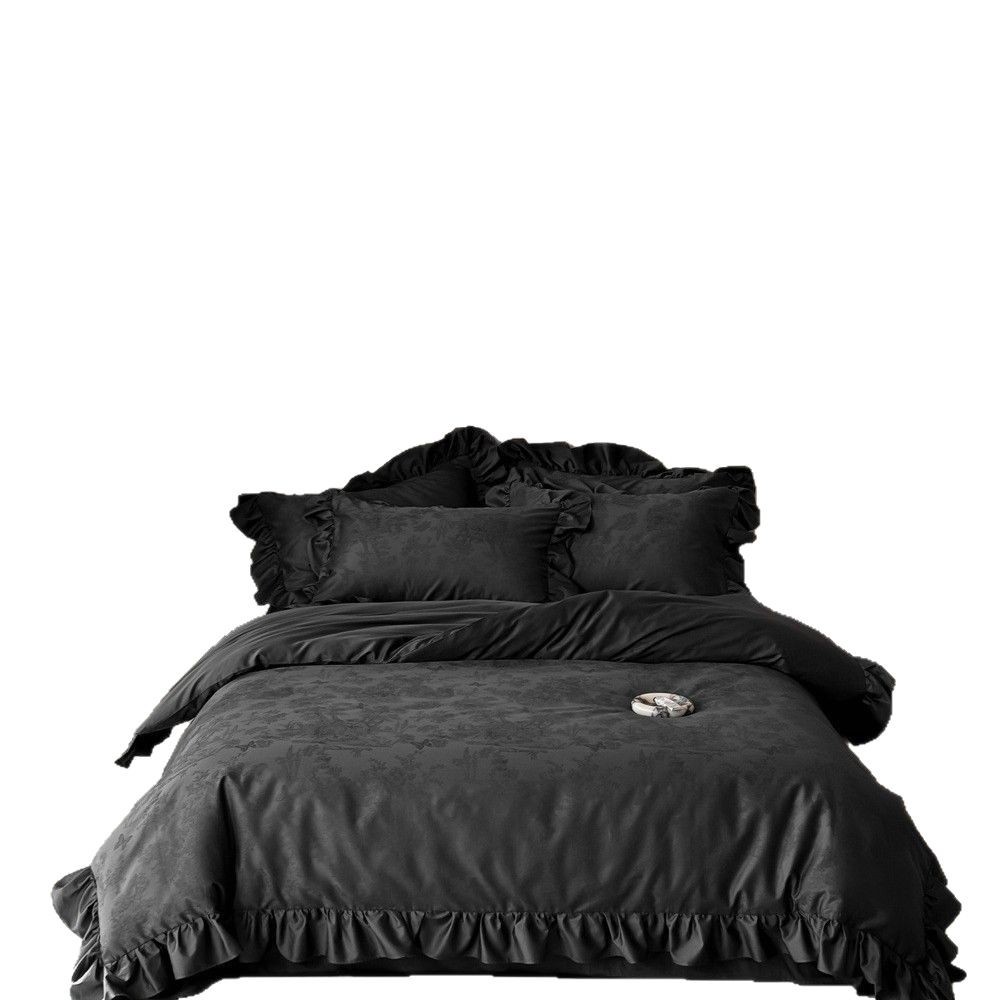 French Cotton Bedding Set with Lace, Long Staple Cotton
