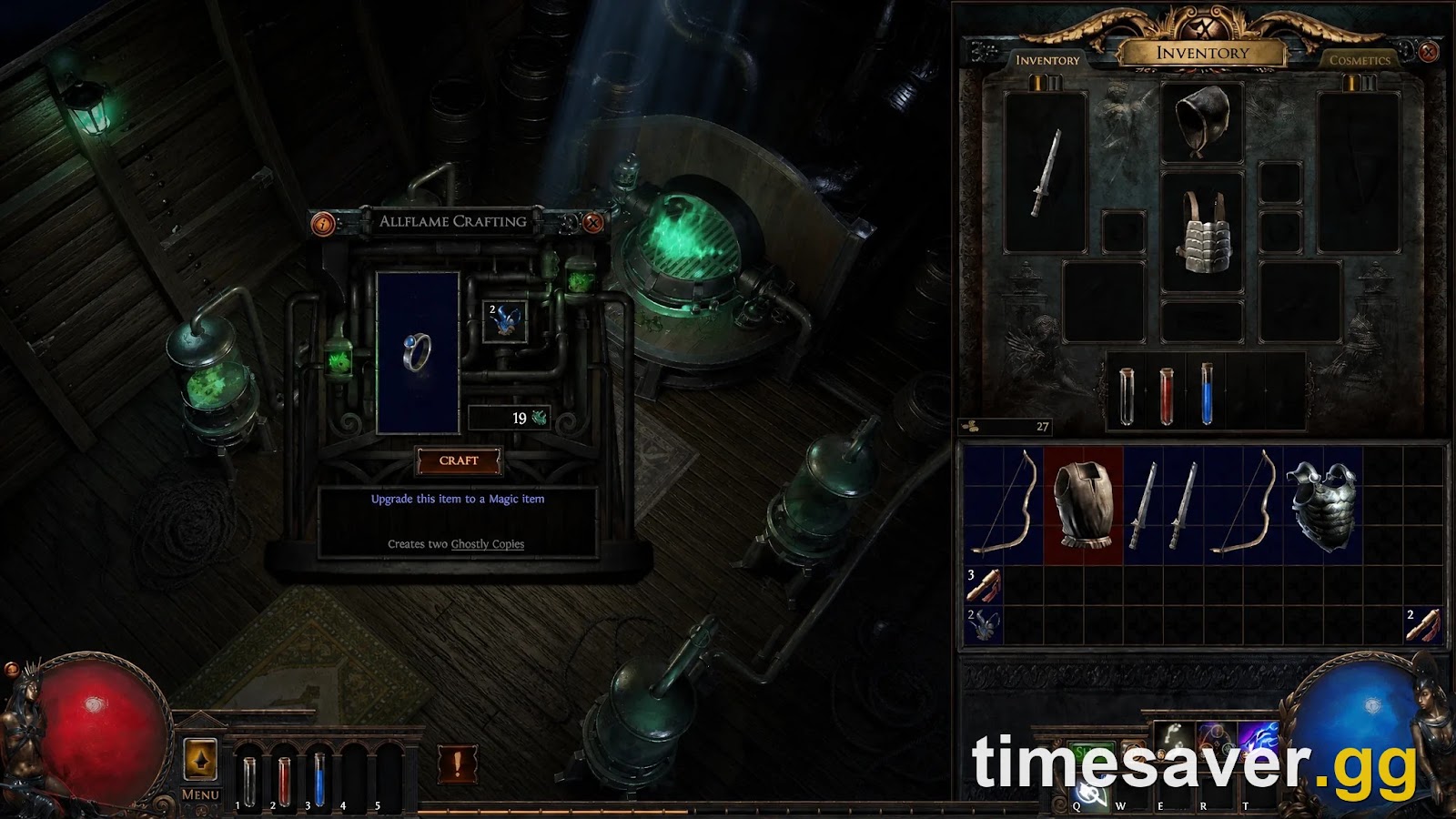 The Allflame Crafting bench on The Sovereign in Path of Exile Curse of the Allflame, used for Ducat crafting