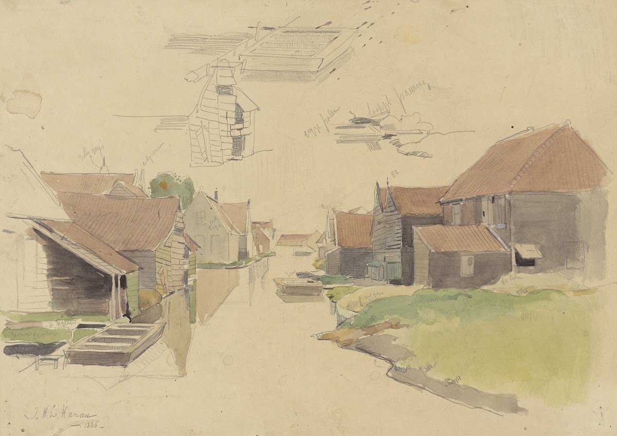 Studies van huizen in de Vinkenbuurt Amsterdam 1886