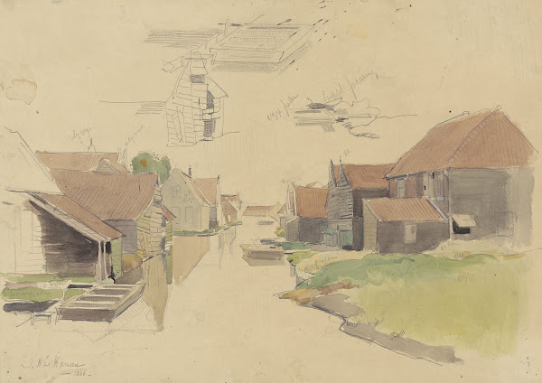 Studies van huizen in de Vinkenbuurt Amsterdam 1886