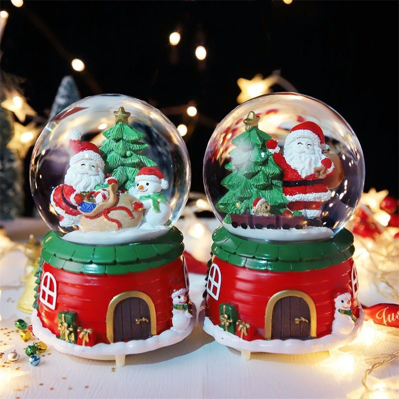 Christmas musical box with snow globe and light