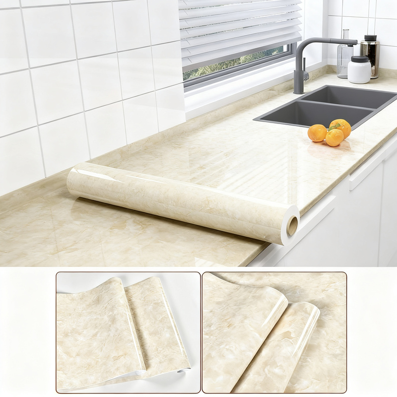 Protective film for countertops, marble look, self-adhesive