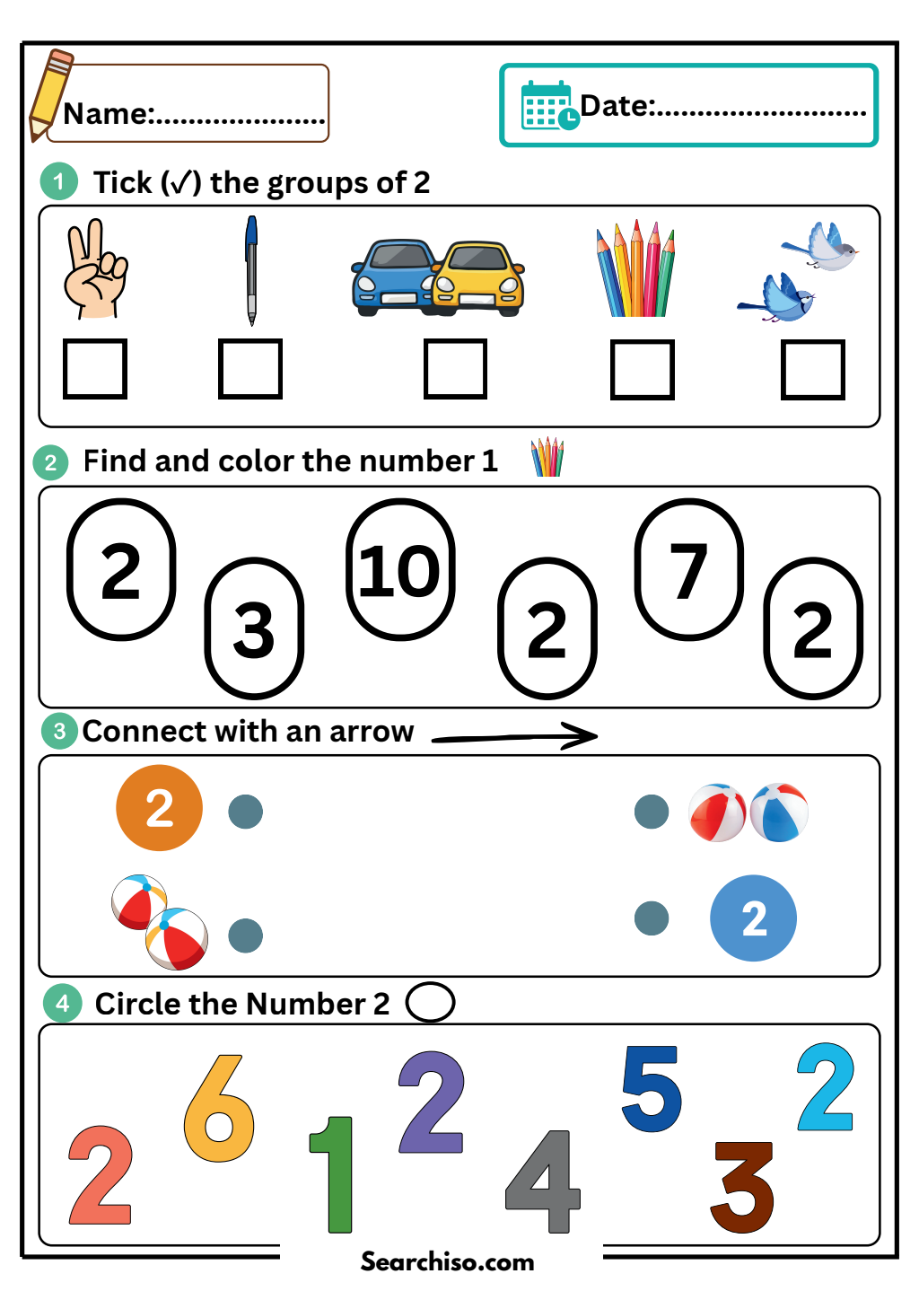 Foundations of Number Two: Early Numeracy Worksheets PDF printable
