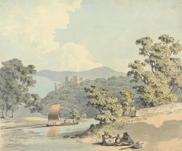 Country Folk with a Child Beside a River