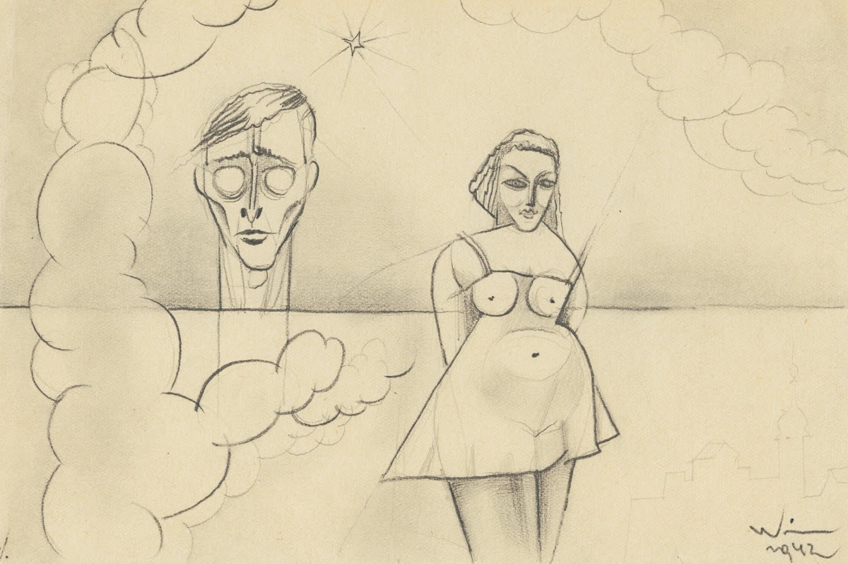 Ohne Titel Selbstbildnis und Frauenfigur 1942
