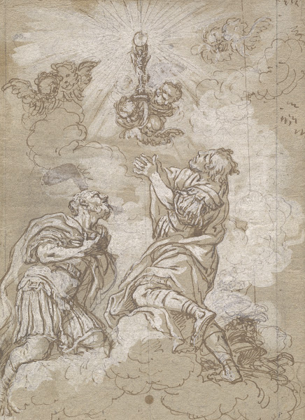Two Soldier Saints Adoring the Host c 1690