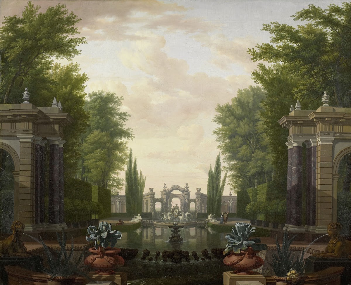 Water Terrace with Statues and Fountains in a Park 1700   1744