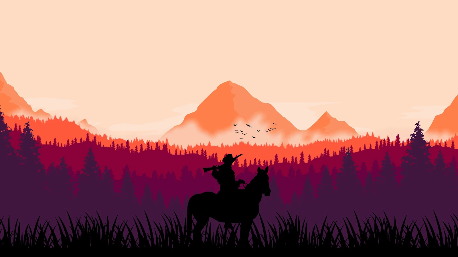 Red Dead Redemption 2 Minimal Art 4K Desktop Wallpaper Background [3840x2160] Free Download