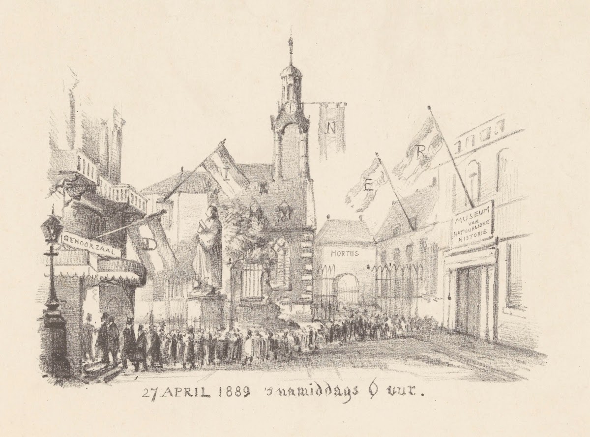 Dinerkaart met vlaggen in or before 1889