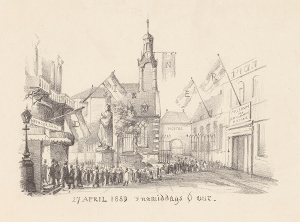 Dinerkaart met vlaggen in or before 1889