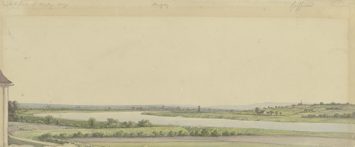 View from Rüsselsheim across the Main to Mainz and Hochheim May 17 1829