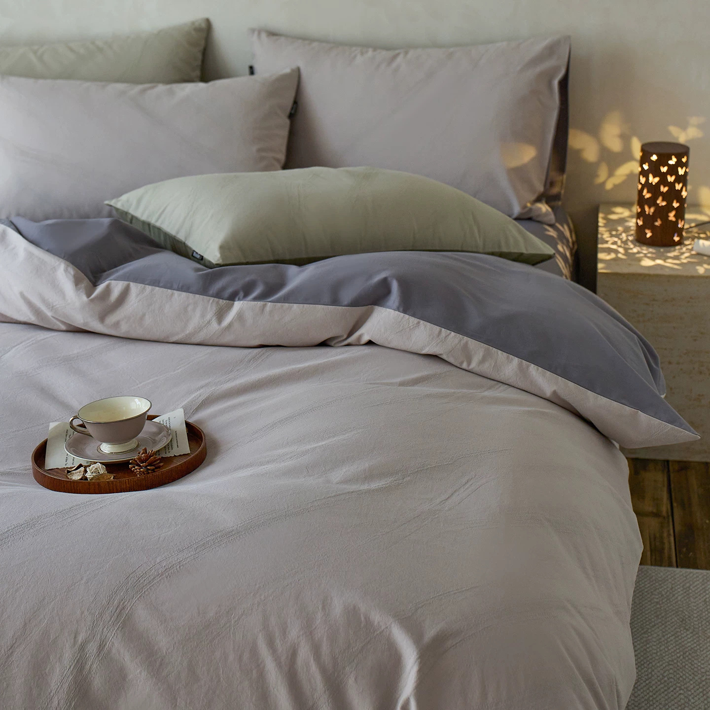 Cotton bedding set, 4-piece, long-staple combed