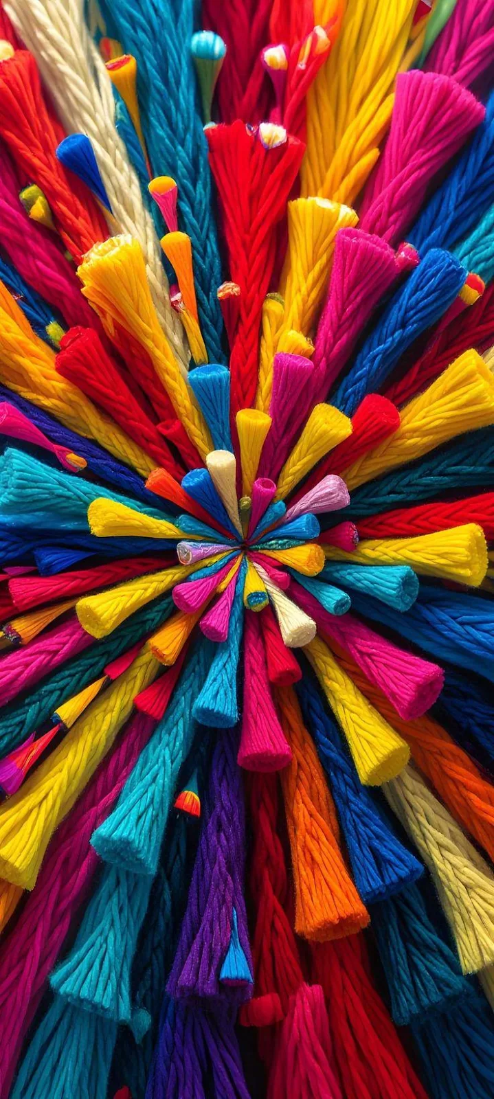 Colorful Burst of Textured Threads - Abstract 3D Art iPhone Wallpaper (736x1637)