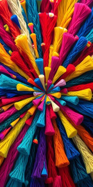 Colorful Burst of Textured Threads iPhone Wallpaper Background