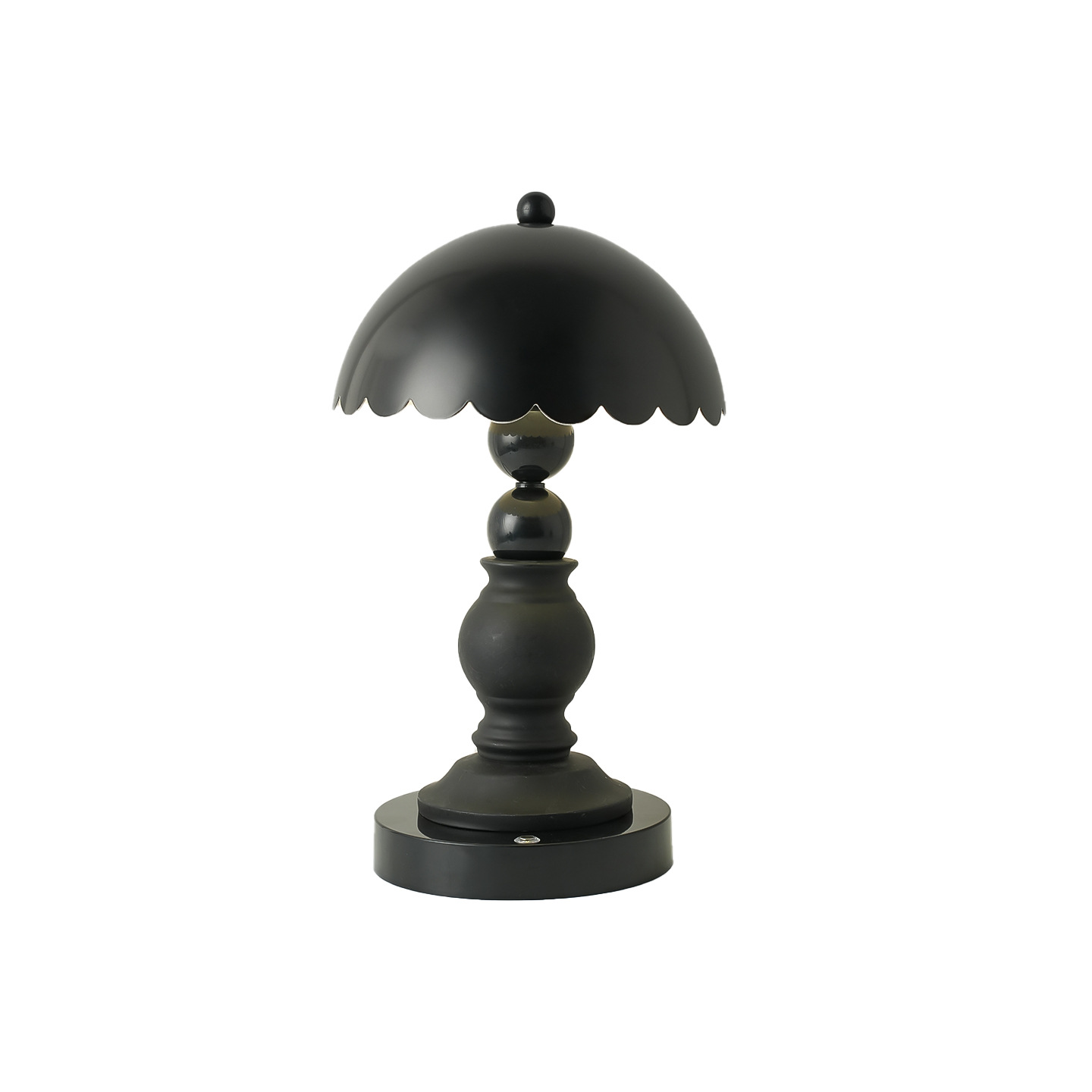 Black table lamp with column design, touch control