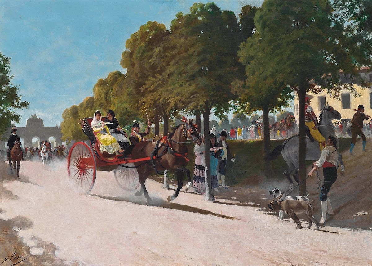 Arriving at the Plaza de Toros before the gate of Alcala Madrid