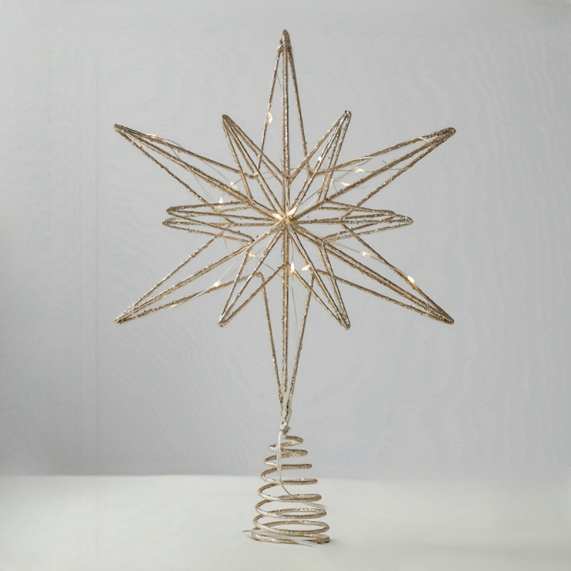 Illuminated Christmas tree star made of iron, 25x33 cm
