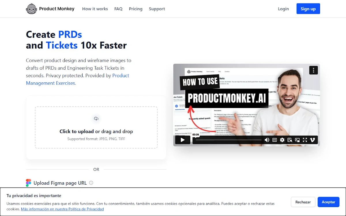 Captura de Product Monkey AI
