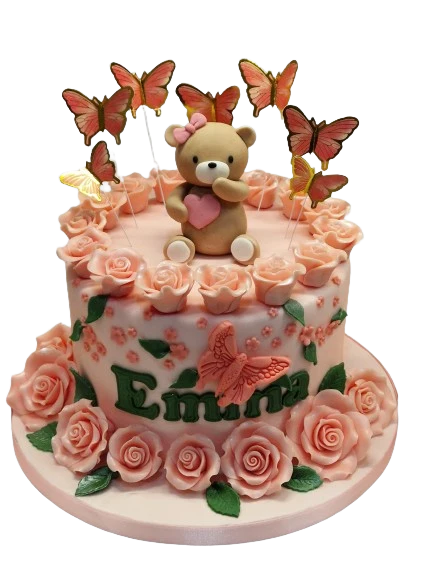Roses & Butterflies Themed Birthday Cake CB-NC697