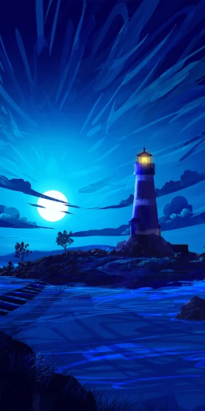 Lighthouse, Moonlight, Seascape, Coastal 2K iPhone Wallpaper Background