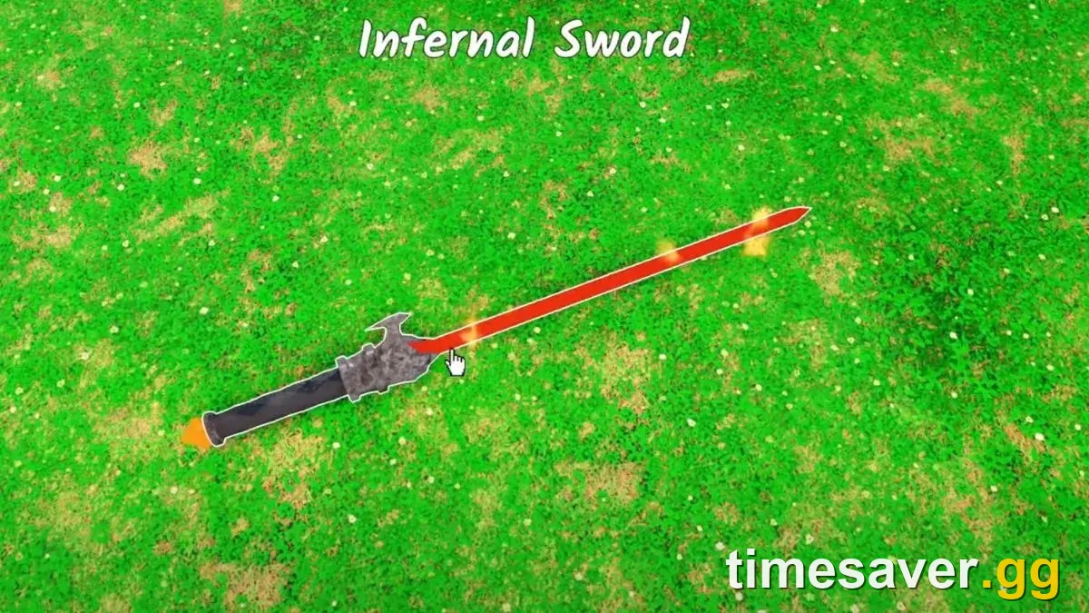 The Infernal Sword, the red-bladed S-tier melee weapon in 99 Nights in the Forest