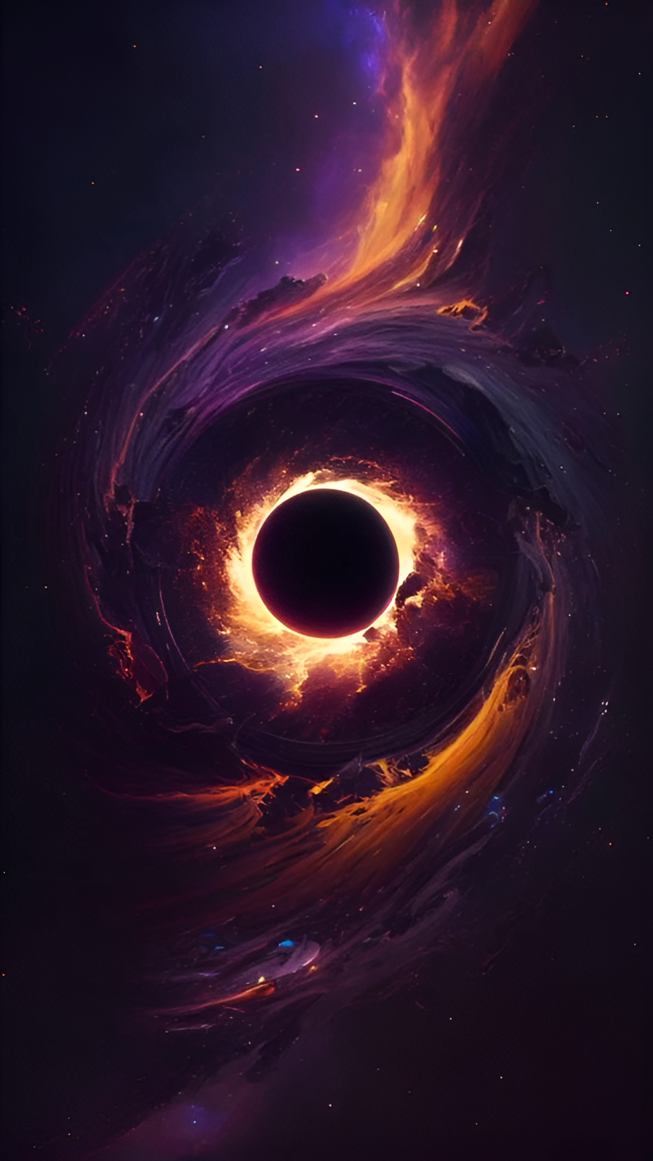 Supermassive Black Hole Swirling Accretion Disk Cosmic Energy - Free 4K mobile Wallpaper