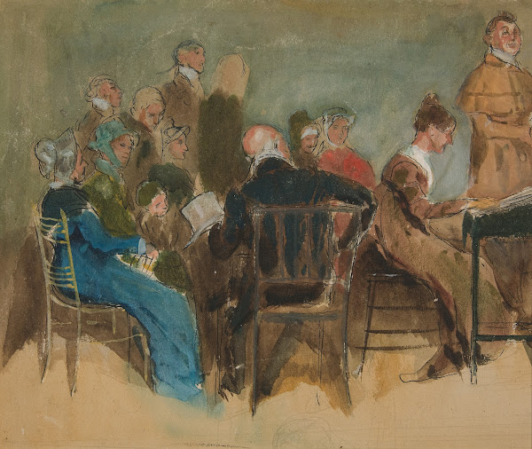 Sketch of women in an interior  unidentifiedillustration