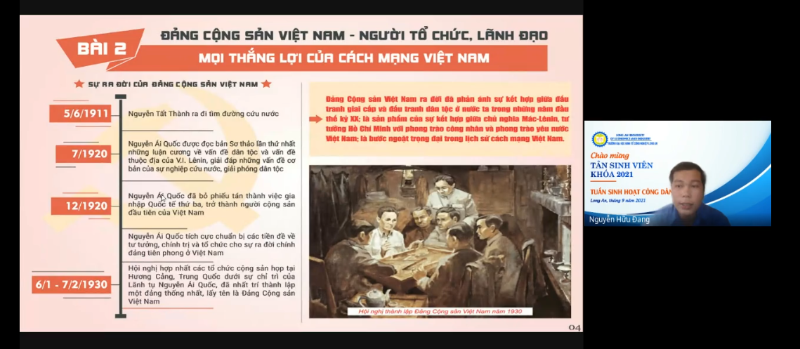 Đồng chí Nguyễn Hữu Đang - UV.BTV Đoàn trường triển khai đến đoàn viên, sinh viên Bốn bài lý luận chính trị.