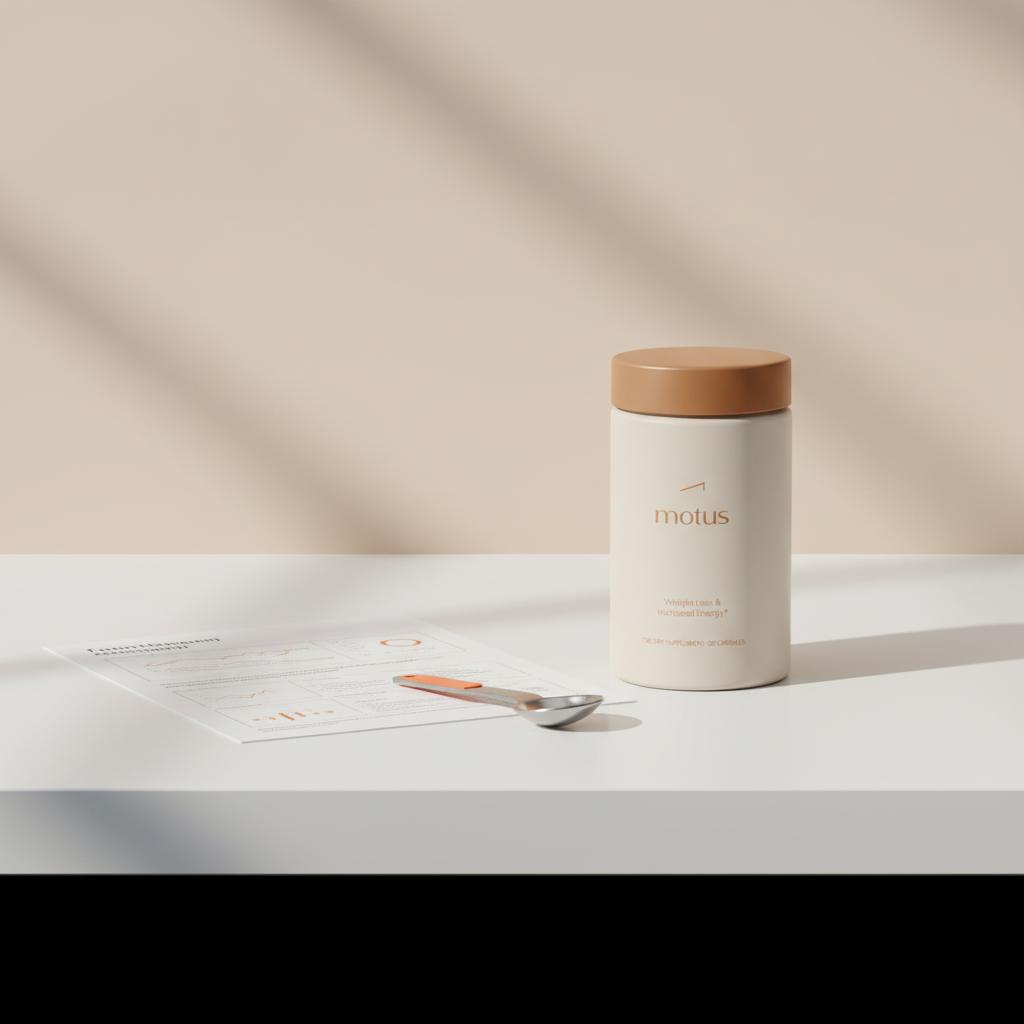 Tonum supplement container on a clean tabletop beside a printed research summary and small measuring spoon in a minimalist clinical scene showing best replacement for metformin