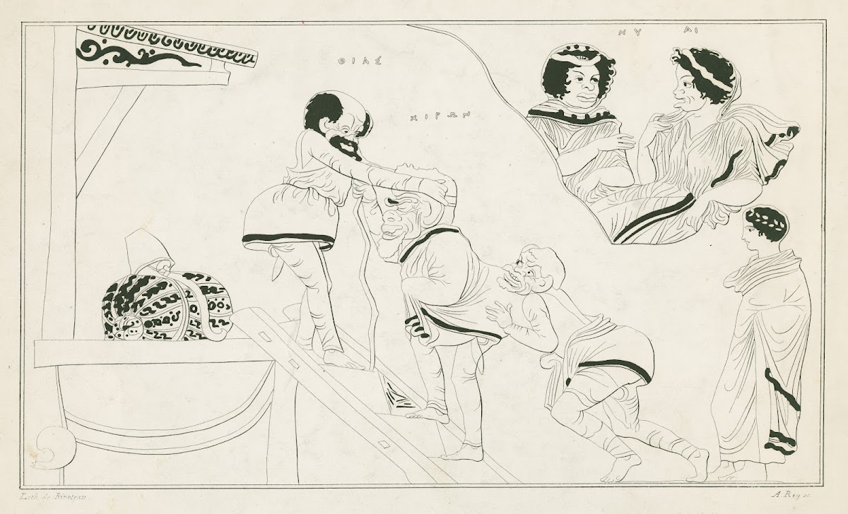 Scene from a comedy about the centaur Cheiron from a red figured wine bowl bell