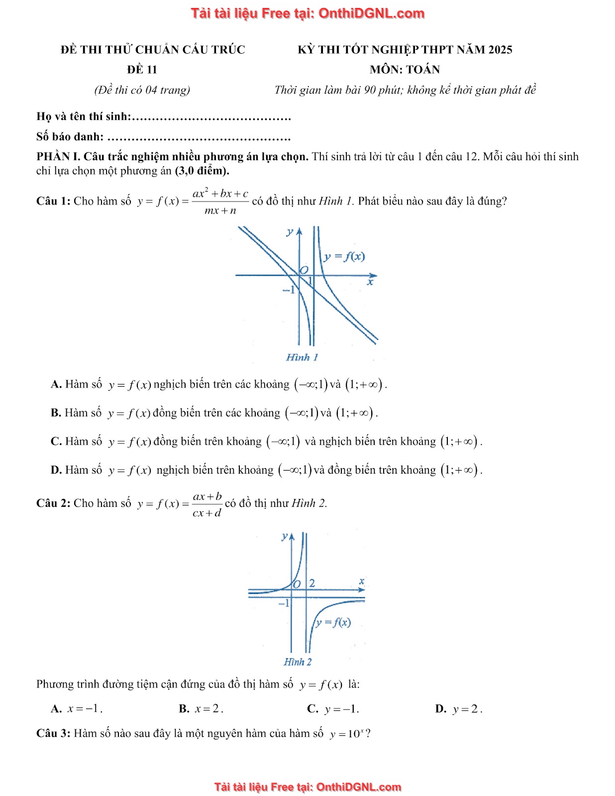 32 đề phát triển minh họa môn toán - có đáp án