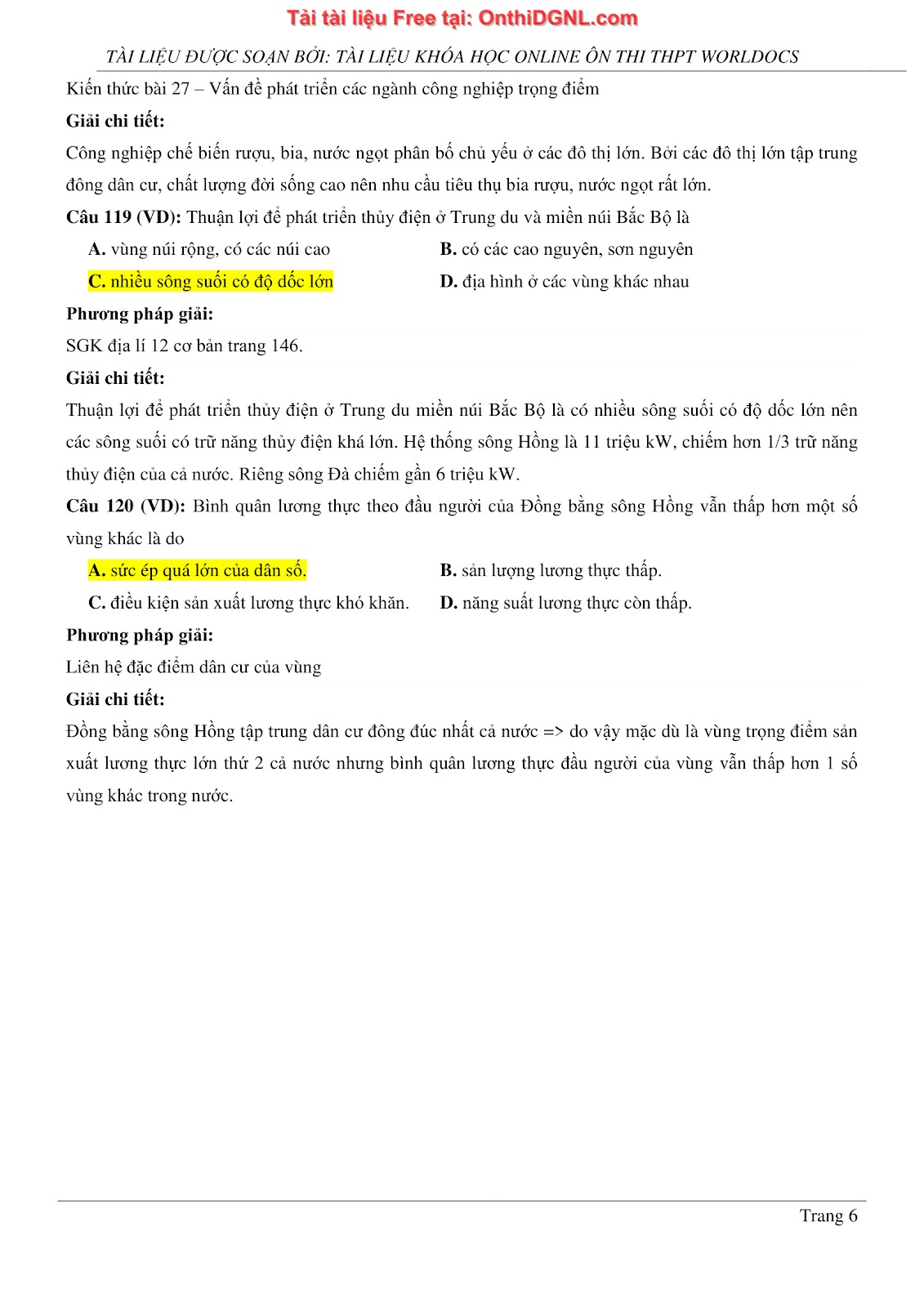 150bài tập môn Địa Lý - Ôn thi ĐGNL ĐHQG TP hà nội