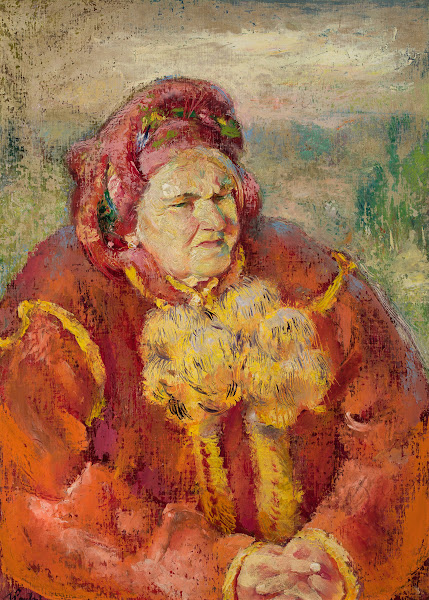 Old Hutsul woman  In the sun 1930