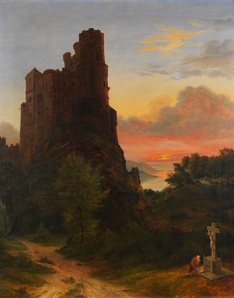 Romantische Landschaft mit Burg Ca 1830 1840