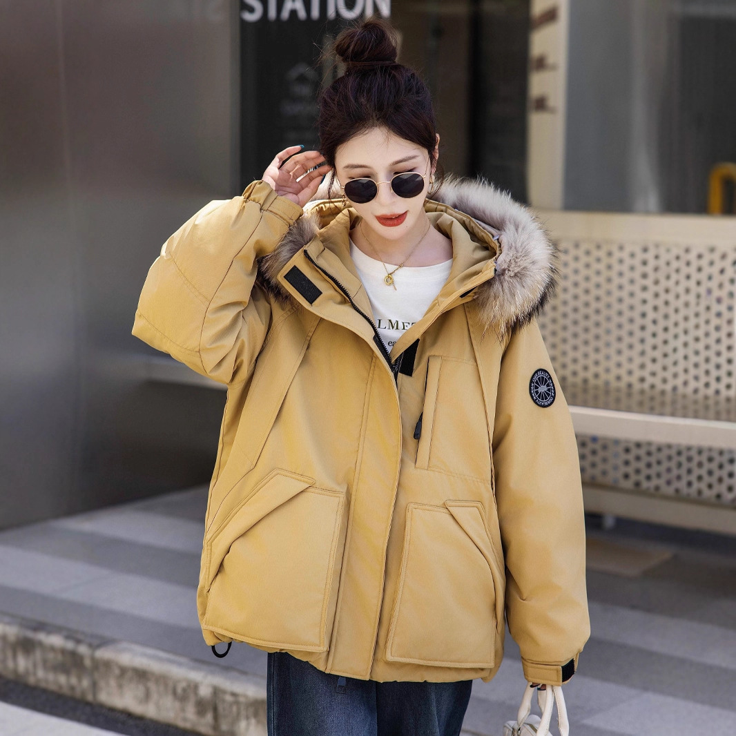 Women's Down Coat, Mid-Length, Plus Sizes, White Duck Down