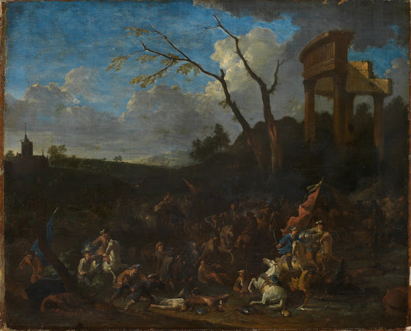 Gefecht vor der Ruine eines antiken Tempels 1708