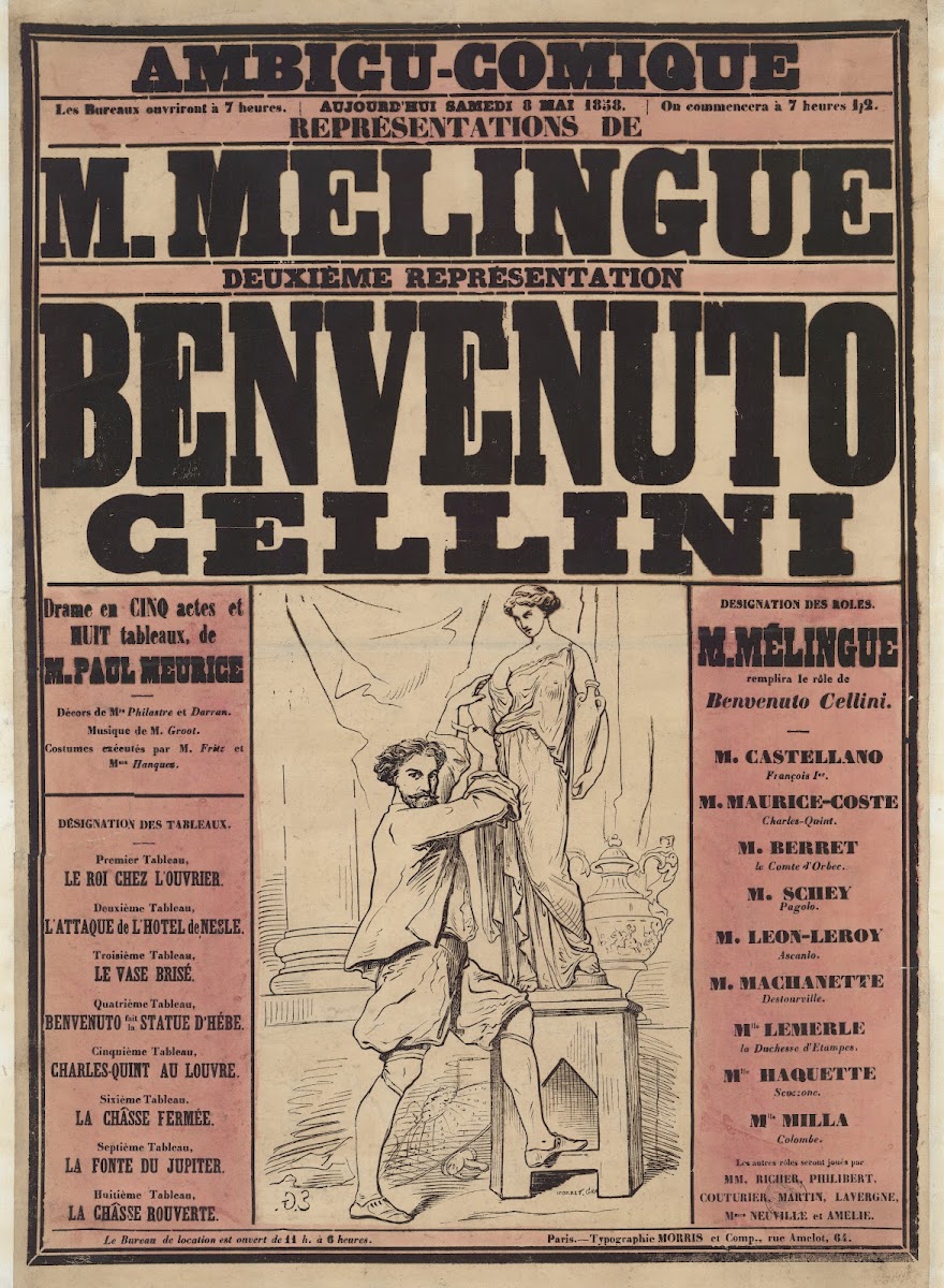Ambigu Comique Aujourdhui Samedi 8 Mai 1858 RepréSentations De M Melingue Deuxiè
